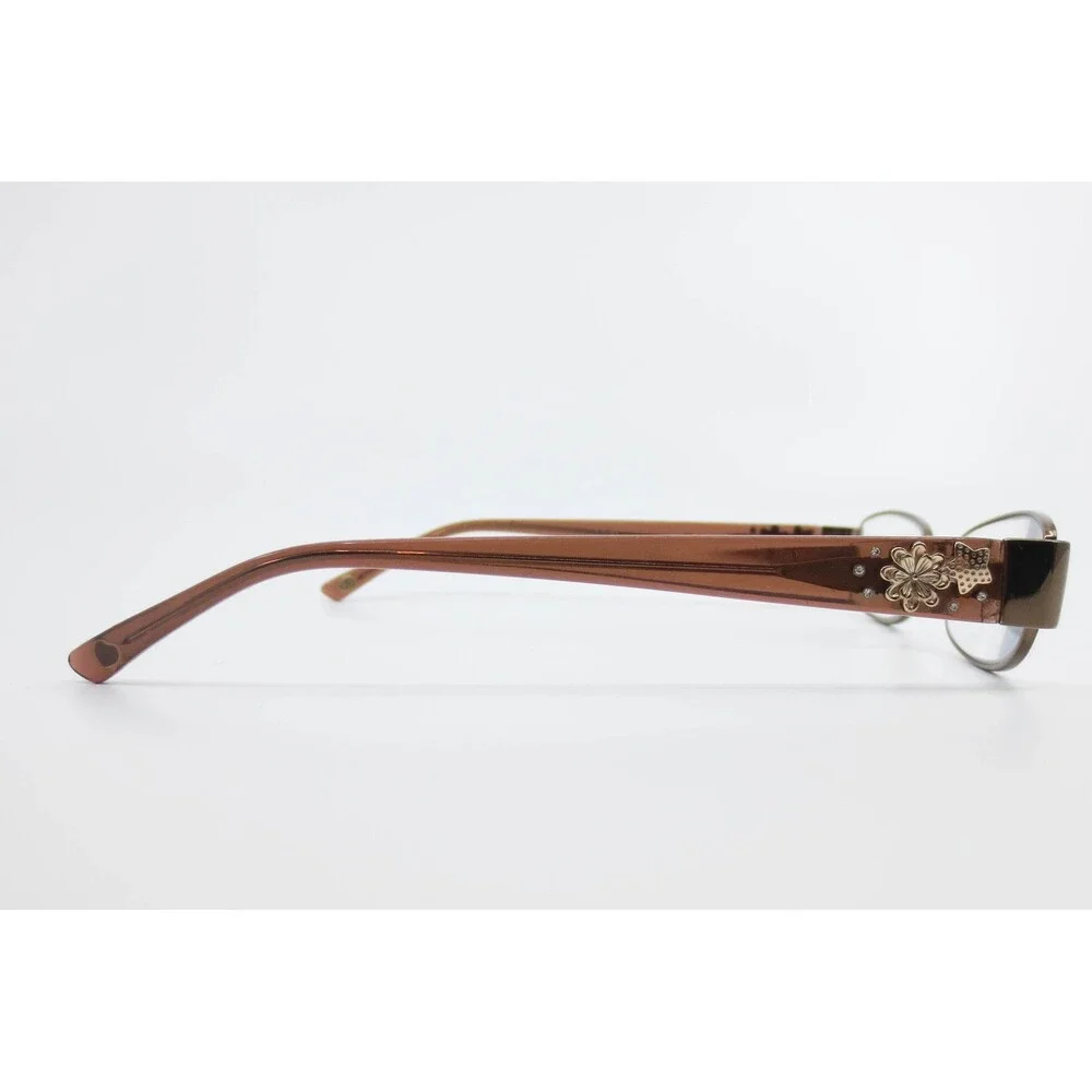 Bebe Eyeglass Frames Brown Bronze Floral Crystal Accents 49-16-135 Wildflower